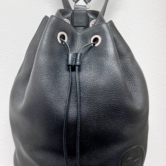 Gucci SOHO Drawstring Backpack - Black Leather - Picture 3 of 7